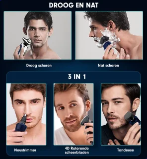 Multifunctioneel Draadloos Scheerapparaat & Trimmer voor Mannen