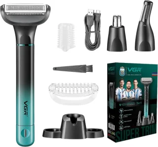 Neustrimmer 3-in-1 voor mannen, USB-C oplaadbaar, groen