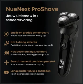 NueNext 4D Elektrisch Scheerapparaat met Trimmer en Oplaadstation