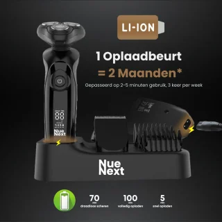 NueNext 4D Elektrisch Scheerapparaat met Trimmer en Oplaadstation