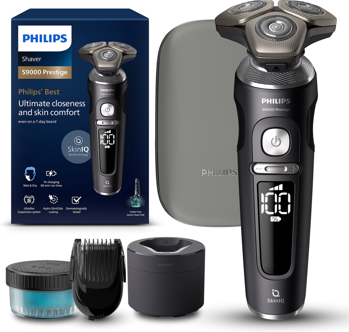 De Philips Shaver S9000 Prestige SP9840/31 Elektrisch Scheerapparaat in één oogopslag