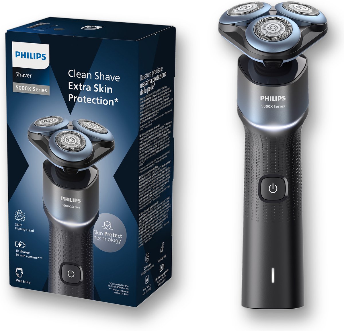 De Philips Shaver Series 5000X X5006/00 Elektrisch Scheerapparaat Blauw in één oogopslag