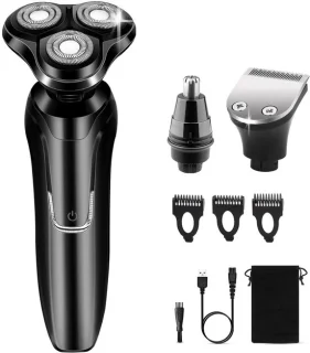 REDOM Elektrisch Scheerapparaat 4D 3 Scheerkoppen – USB Oplaadbaar – Nat & Droog – Trimmer – Reizen – ABS – Zwart