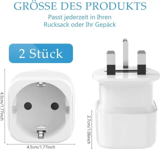 Reisadapter EU naar UK Type G - Set van 2