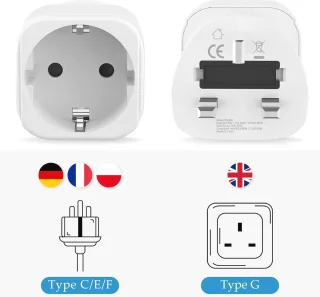 Reisadapter EU naar UK Type G - Set van 2