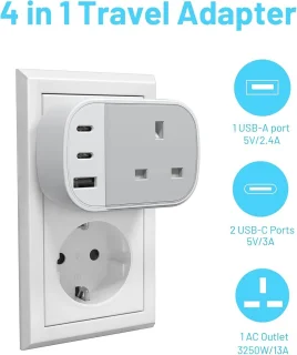 Reisadapter UK naar EU - Type E/F