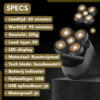 Sansbeauté SkullSharp Classic 6-in-1 Scheerapparaat met Extra Scheerkop