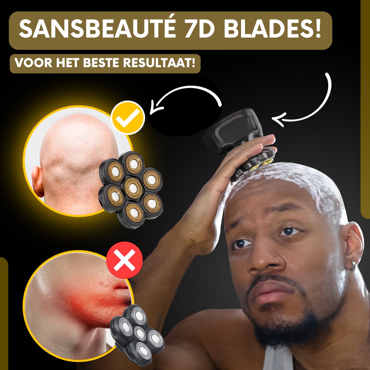 Sansbeauté SkullSharp Classic 6-in-1 Scheerapparaat met Extra Scheerkop