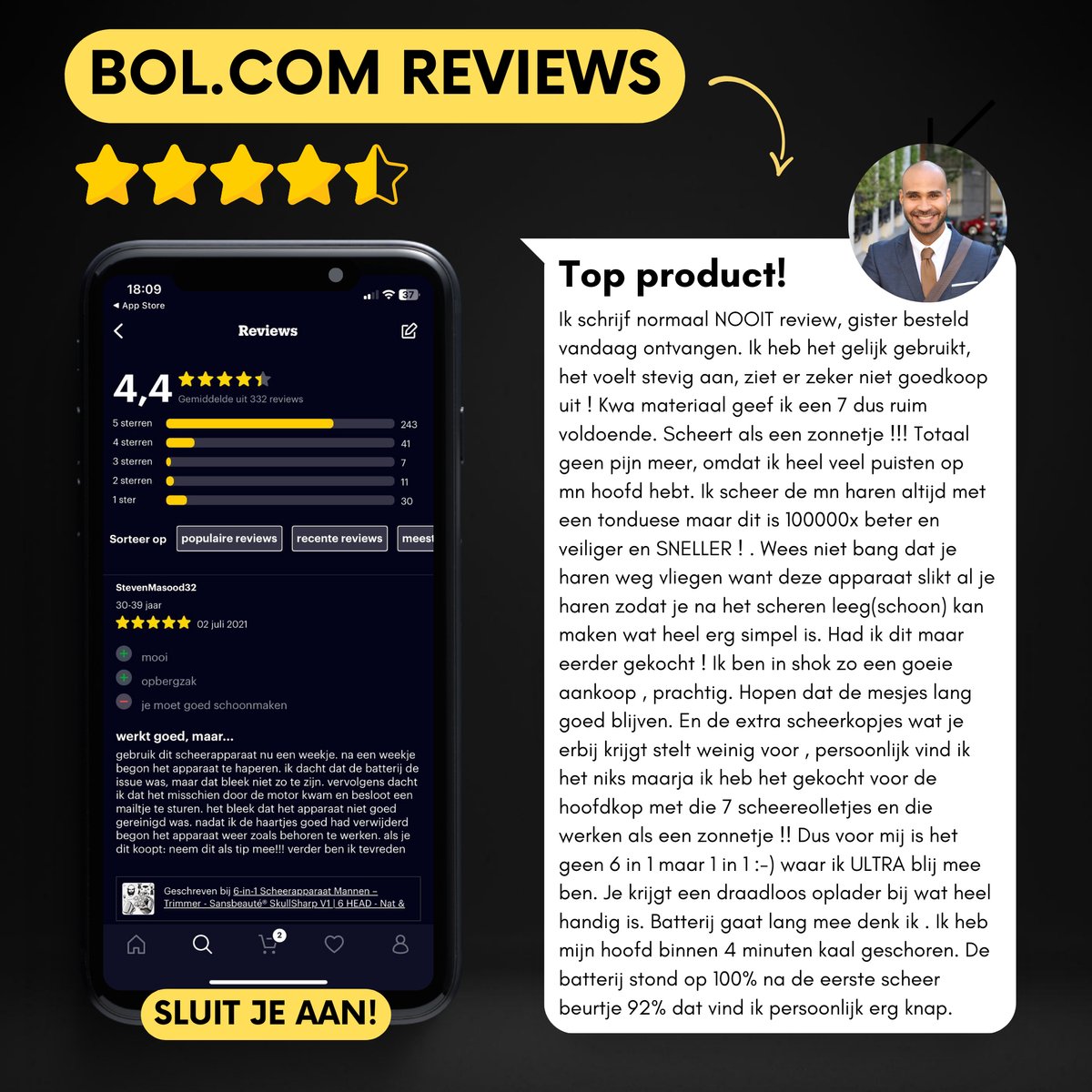 Wat vinden we goed aan de Sansbeauté SkullSharp MAX 6-in-1 Elektrisch Scheerapparaat