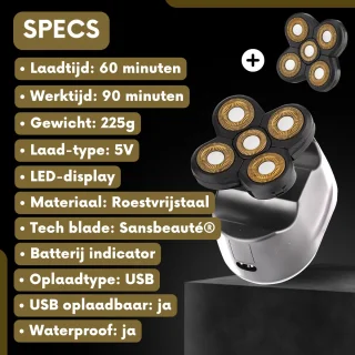 Sansbeauté SkullSharp Platinum 6-in-1 Elektrisch Scheerapparaat voor Mannen