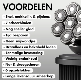 Sansbeauté SkullSharp PRO 6-in-1 Scheerapparaat met Extra Scheerkop