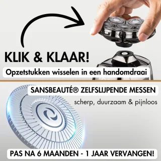 Sansbeauté SkullSharp PRO 6-in-1 Scheerapparaat met Extra Scheerkop