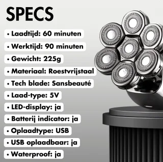 Sansbeauté SkullSharp PRO 6-in-1 Scheerapparaat met Extra Scheerkop