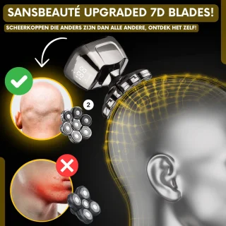 Sansbeauté SkullSharp PRO 6-in-1 Scheerapparaat met Trimmer en Extra Scheerkop