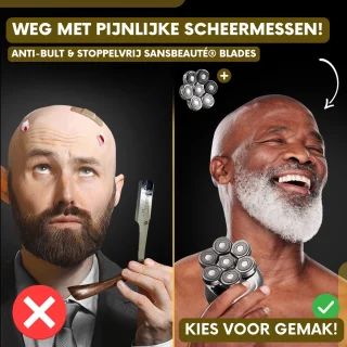 Sansbeauté SkullSharp PRO 6-in-1 Scheerapparaat met Trimmer en Extra Scheerkop