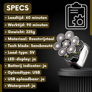 Sansbeauté SkullSharp PRO 6-in-1 Scheerapparaat met Trimmer en Extra Scheerkop
