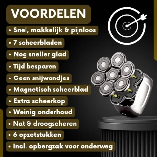 Sansbeauté SkullSharp PRO 6-in-1 Scheerapparaat met Trimmer en Extra Scheerkop