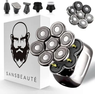 Sansbeauté SkullSharp PRO 6-in-1 Scheerapparaat met Trimmer en Extra Scheerkop