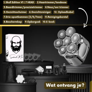 Sansbeauté SkullSharp V1 6-in-1 Elektrisch Scheerapparaat & Trimmer