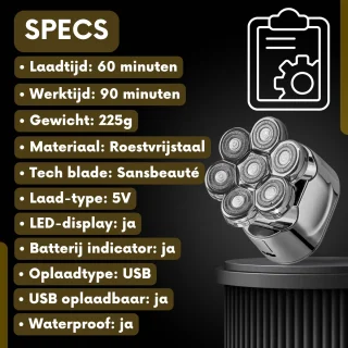 Sansbeauté SkullSharp V1 6-in-1 Elektrisch Scheerapparaat & Trimmer