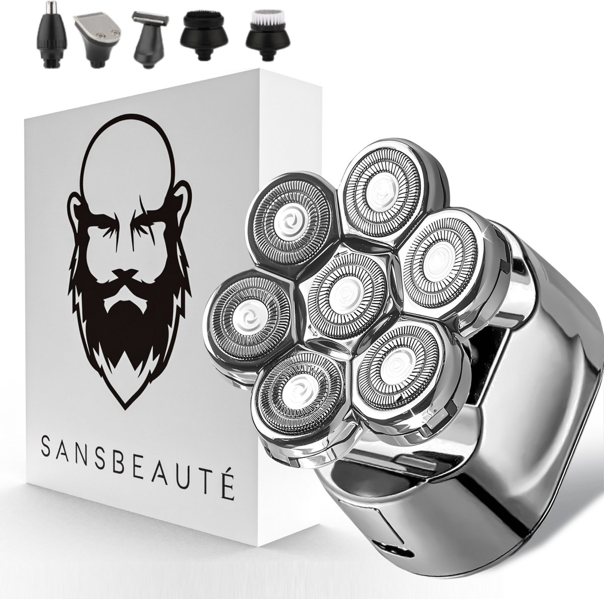 De Sansbeauté SkullSharp V1 6-in-1 Elektrisch Scheerapparaat & Trimmer in één oogopslag