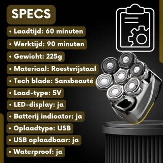 Sansbeauté SkullSharp V2 6-in-1 Elektrisch Scheerapparaat en Trimmer voor Mannen