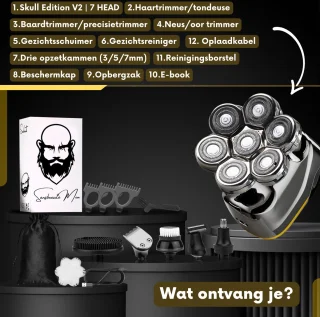 Sansbeauté SkullSharp V2 6-in-1 Elektrisch Scheerapparaat en Trimmer voor Mannen