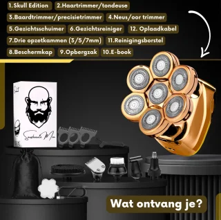 Sansbeauté SkullSharp V2 6-in-1 Scheerapparaat & Trimmer voor Mannen