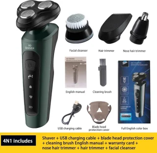 Scheerapparaat 4-in-1 voor mannen Donkergroen USB