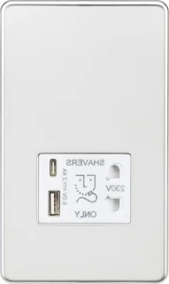 Scheerapparaat socket - chroom wit
