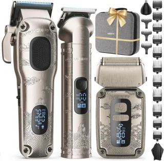 Scheerapparaat voor mannen - zilver, draadloze grooming kit