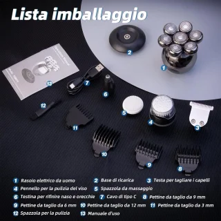Shaver 5-in-1 Elektrisch Baardapparaat Waterdicht IPX7