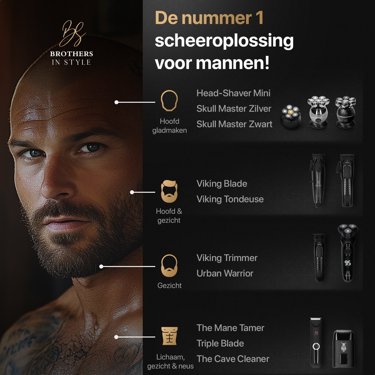 Skull Master Pro 8-in-1 Elektrisch Scheerapparaat Mannen