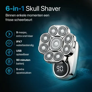 Skull Shaver Hoofd Scheerapparaat 9 Mesjes