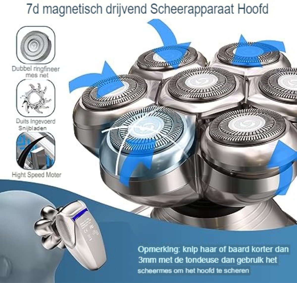 Skullshaver Hoofd Scheerapparaat Zilvergrijs