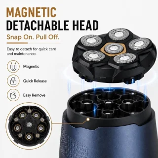 SnelShoppen - 2 stuks vervangende scheerkop voor heren, LOEVERY 6D magnetische scheerkop, universeel voor nat en droog scheren