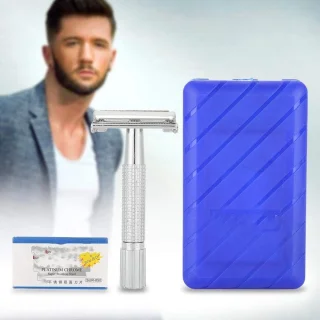 SnelShoppen - Handmatige Scheermes voor Mannen, Klassieke Dubbele Baardtrimmer, Ergonomisch Handvat, Hoogwaardige Zinklegering, Perfect voor Thuis of