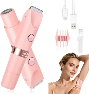 Unisex elektrisch scheerapparaat en bikinitrimmer (roze)