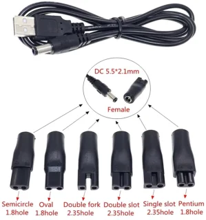 Universeel Oplader USB-DC voor Scheerapparaat en Baardtrimmer