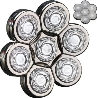 De Universele vervangende scheerkoppen 7-bladig (7D) zilver in één oogopslag
