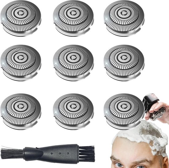 Vervangingsscheerkoppen 9 stuks met borstel