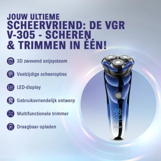 VGR V-305 Scheerapparaat Draadloos Waterproof LED-Display