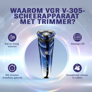 VGR V-305 Scheerapparaat Draadloos Waterproof LED-Display