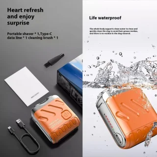 Viraal op Tiktok Oranje 2-Blade Usb Scheerapparaat met Precisietrimmer