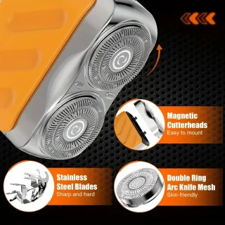 Viraal op Tiktok Oranje 2-Blade Usb Scheerapparaat met Precisietrimmer