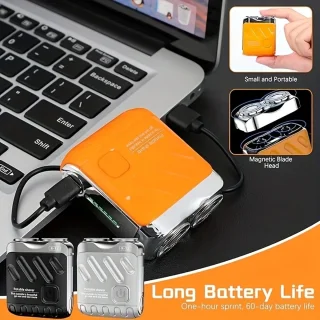 Viraal op Tiktok Oranje 2-Blade Usb Scheerapparaat met Precisietrimmer