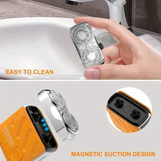 Viraal op Tiktok Oranje 2-Blade Usb Scheerapparaat met Precisietrimmer