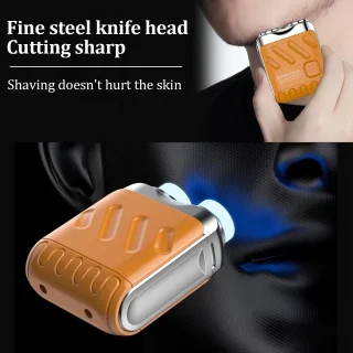 Viraal op Tiktok Oranje 2-Blade Usb Scheerapparaat met Precisietrimmer