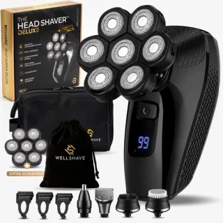 Wellshave Skull Deal 3.0 - 5-in-1 Scheerapparaat Mannen - Skull Shaver - Hoofd Kaal Scheren - Head Shaver - Elektrisch Scheerapparaat - Incl. Extra Scheerkop, Luxe Toilettas & Travelbag