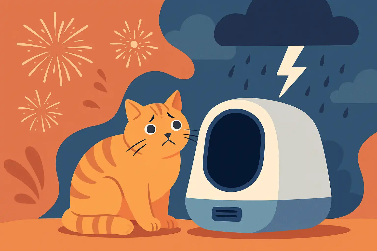 Help je kat door vuurwerk en onweer met een slimme kattenbak: onverwachte stressvermindering